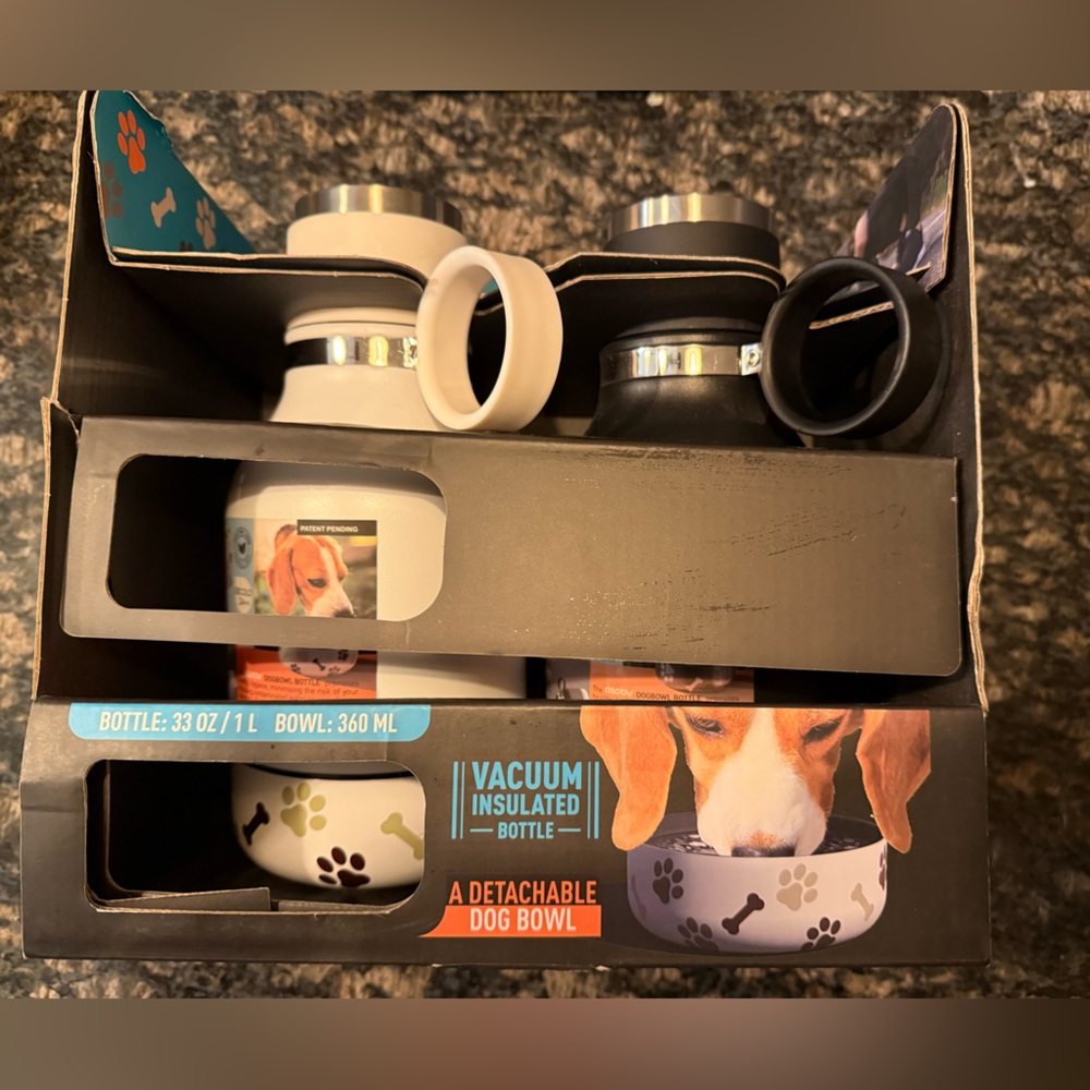 Asobu dog bowl vacuum bottle set of two white black 1L 33oz each